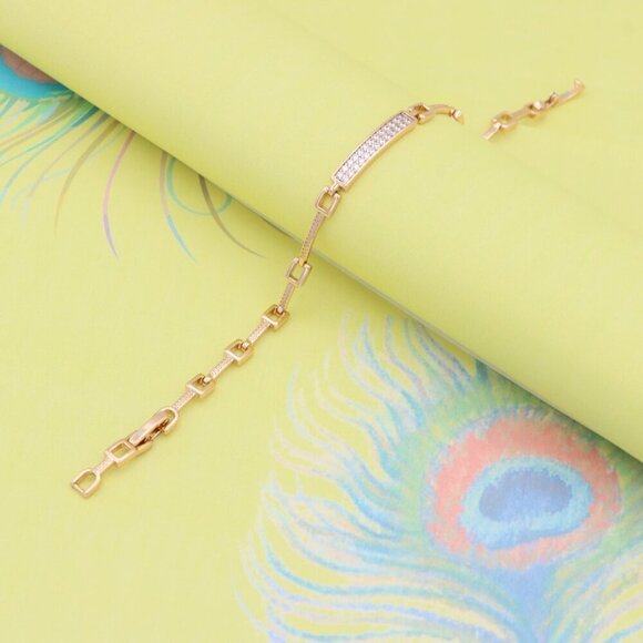 "Elegant Rose Gold Bracelet with Sparkling CZ Bar Accent, XPBL0904 - Picture 6 of 13